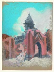 Mary DeNeale Morgan - Ruins of St. Patrick's Church, Mission Street near Third - Mixed media - 11 3/4" x 8 3/4"