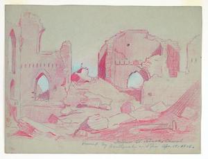 Mary DeNeale Morgan - Ruins-interior of St. Patrick's Church - Mixed media - 8 3/4" x 11 3/4"