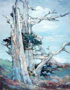 S.C. Yuan - "Old Cypress" - Monterey Coast - Oil on masonite - 31 1/4" x 24 1/2"