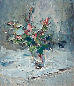 S.C. Yuan - "Still Life with Roses" - Oil on masonite - 16" x 14"
