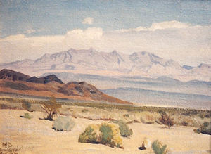 Maynard Dixon - "Boulder, Nevada" - Oil on board - 9 3/4" x 13" - Initialled, located and dated lower left