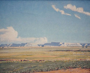 Maynard Dixon - "Distant Mesa" - Kayenta, Arizona - Oil on canvas - 16" x 20"