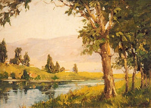 George Demont Otis - "Woodland Brook" - Oil on canvas - 20"x24"