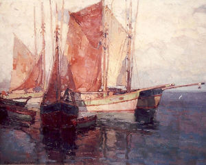 Edgar Alwin Payne - "Fishing Boats" Brittany - Oil on canvas - 28" x 34"