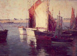Edgar Alwin Payne - "French Harbor Scene" - Oil on canvas - 22" x 30"