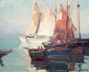 Edgar Alwin Payne - "Brittany Boats" - Oil on canvasboard - 10" x 12"