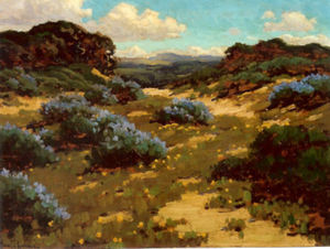 John Marshall Gamble - "Bush Lupine, Seaside" - Oil on board - 18" x 24"