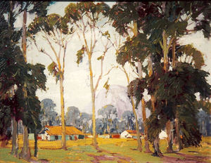 George Demont Otis - "Ranch with Eucalyptus Near Morro Rock" - Oil on canvas - 20" x 26"