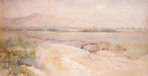 L.P. Latimer - "Landscape with Stream" - Watercolor - 6 1/4" x 11 1/2"