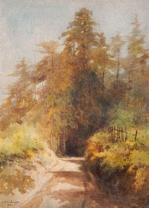 L.P. Latimer - "Road Through the Redwoods" - Watercolor - 14" x 10"