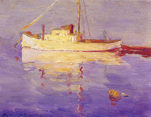 Burton S. Boundey - "Boat at Rest,  Monterey" - Oil on panel - 6" x 8"
