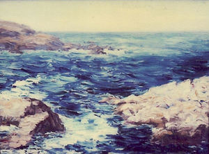 Lillie May Nicholson - "Bit of California Coast" - Oil on board - 12" x 16"
