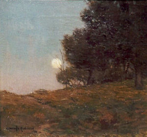 Granville Redmond - "Moon at Dusk" - Oil on canvas - 8" x 8"