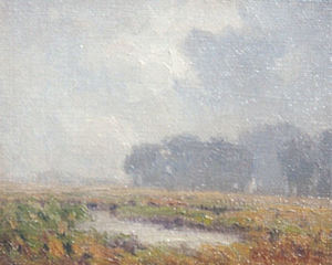 Granville Redmond - "Foggy Marshland" - Oil on canvas - 10" x 12" - Signed lower right