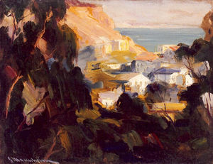 Jean Mannheim - "Santa Monica Canyon" - Oil on masonite - 12" X 15 1/2"