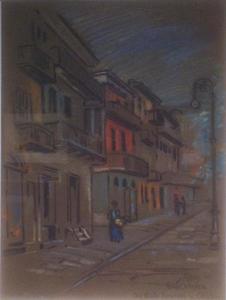Pedro J. de Lemos - "Alley - New Orleans" - Pastel - 10" x 7.5" - Signed lower left<br>Titled lower right; dated on reverse