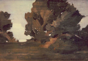 Francis John McComas - "Monterey Cypress" - Oil on wood panel - 6" x 8 1/2"