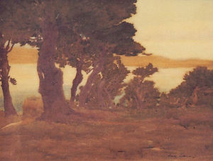 Francis John McComas - "Monterey Bay with Cypress" - Watercolor - 21" x 26 1/2"