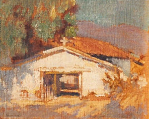 Alson Skinner Clark - "Old Pala Mission" - Oil on canvas - 7" x 9"