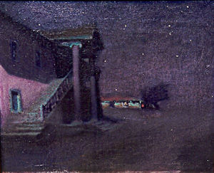 Charles Rollo Peters - "Colton Hall" - Oil on canvas - 13" x 16" - Signed lower right<br>Exhibited: Bohemian Club, San Francisco, in 1900 with original title of "Colton Hall, first capitol of California"