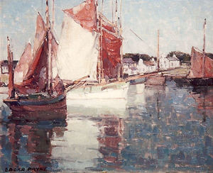 Edgar Alwin Payne - "Fishing Boats-Concarneau, France" - Oil on canvas - 20" x 24"