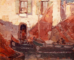 Edgar Alwin Payne - "Fishing Boats-Venice" - Oil on canvasboard - 10" x 12"