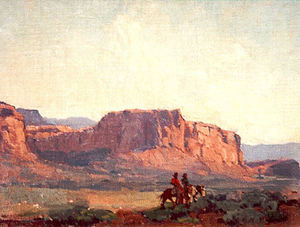 Edgar Alwin Payne - "Indian Riders" Northern Arizona - Oil on canvasboard - 12" x 16"