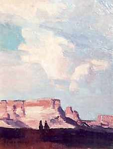 Edgar Alwin Payne - "Riders in the Desert" - Oil on canvasboard - 9" x 6"