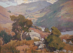 Marion Kavanaugh Wachtel - "Southern California Landscape" - Oil on canvas/board - 13" x 17 1/2"