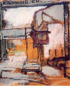 S.C. Yuan - "Lee Chong's Market" (Kalisa's) Cannery Row - Oil pastel - 17" x 14"