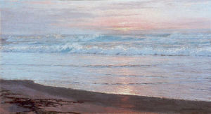 Charles Bradford Hudson - "Coast at Sunset" - Oil on canvas - 18" x 32"