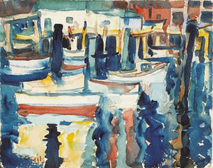 Selden Connor Gile - "Piers at Oakland Estuary" - Watercolor - 11" x 14" - Signed and dated '28 lower left