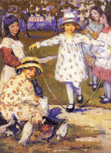 Henrietta Shore - "Little Girls" - Oil on canvas - 38 1/2" x 28 1/2"