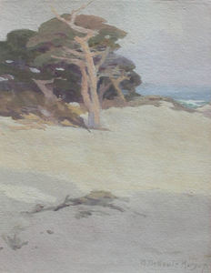 Mary DeNeale Morgan - "Dunes at Moss Beach" - Gouache - 8 3/8" x 6 5/8"