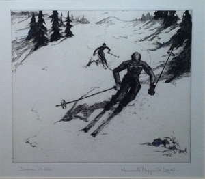 Jeannette Maxfield Lewis - "Down Hill" - Etching - 5 3/4" x 6 3/4" - Signed and dated lower right<br>Edition: 19