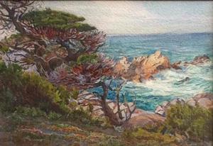Albert Thomas DeRome - "Cypress on the Coast - Pt. Lobos" - Watercolor - 6 3/4" x 9 1/2"