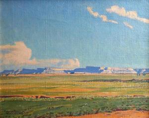 Maynard Dixon - "Distant Mesa" - Kayenta, Arizona, 1922 - Oil on canvas - 16" x 20"