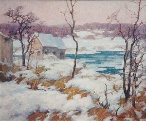 Maurice Braun - "Winter Evening" -Silvermine Connecticut- - Oil on canvas - 25" x 30"