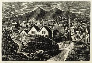 Charles Frederick Surendorf - "Twin Peaks - San Francisco" - Block print - 9" x 13 1/4"