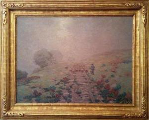 Granville Redmond - "Foggy Day with Shepherd and Flock" - Oil on canvas - 30" x 40"