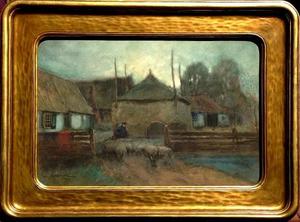 William Ritschel, N.A. - "Farm Scene in Holland" - Watercolor - 17" x 25" sight size