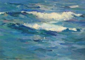 Armin C. Hansen, N.A. - "Seascape" - Oil on board - 12 1/2" x 17" - Signed lower left<br><br>"Every move I have made and everything that I have done, has always been to go back to the sea and to the men who gave it romance. I love them all." Armin Hansen