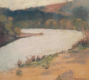 Thomas A. McGlynn - "Russian River" - Pastel on paper - 6 1/2" x 7 1/2" - Signed lower right<br>Directly from the estate of Thomas A. McGlynn
