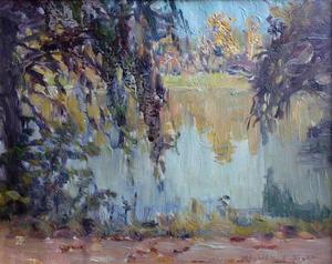 William Posey Silva - "Lake - Del Monte" - Oil on canvas - 8" x 10"