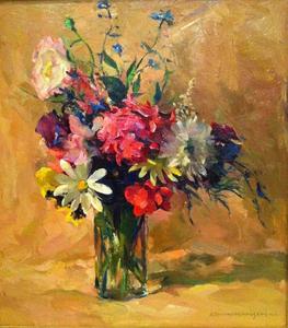 Armin C. Hansen, N.A. - "Spring Flowers" - Oil on masonite - 16 1/4" x 14 3/8"