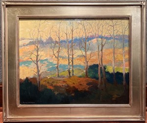 Thomas A. McGlynn - "Silhouette" - Oil on masonite - 16" x 20" - Estate signature lower left
<br>Titled, Estate Inventory #206 and signed on reverse
<br>by Thomas A McGlynn Jr.