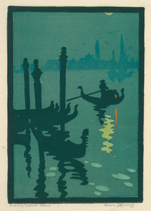 Pedro J. de Lemos - "Evening Waters - Venice" - Color woodblock - 9 1/4" x 6 1/2"