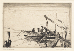 Paul Whitman - "Nino's Boat" - Etching - 4" x 6" - Plate: P.W. '29 lower right<br>Artist Proof <br>Titled lower left; signed lower right<br>Directly from the estate of Paul Whitman