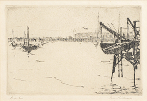 Paul Whitman - "Pier's End" - Etching - 4" x 6" - Plate: Paul Whitman '27 lower right<br>Artist Proof lower bottom<br>Titled lower left; signed lower right<br>Directly from the estate of Paul Whitman