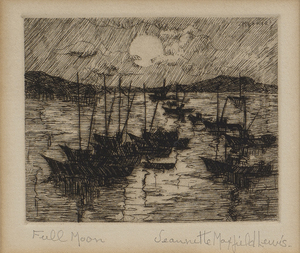 Jeannette Maxfield Lewis - "Full Moon" - Etching - 2 3/8" x 2 7/8"